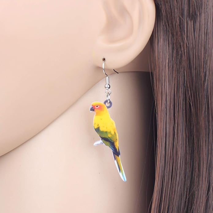 NEWEI Acrylic Cockatiel Gifts Cute Parrot Earrings Dangle for Women Bird Lovers Jewelry Ornament Charms