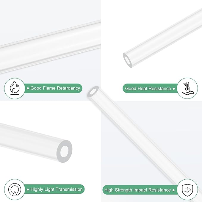 M METERXITY Clear Plastic Tube, 4mm[0.16"] ID x 8mm[0.31"] OD High Impact Rigid Polycarbonate Round Pipes for Water Plumbing/Lighting/Aquariums/Models, Plastic Tubing [305mm/12IN]