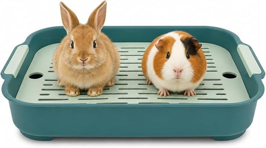 Garneck Guinea Pig Litter Box Rabbit Toilet Tray: Bunny Cage Litter Pan with Grid for Small Animal Potty Training Pet Toilet for Guinea Pig Rabbit Ferret Easy Clean