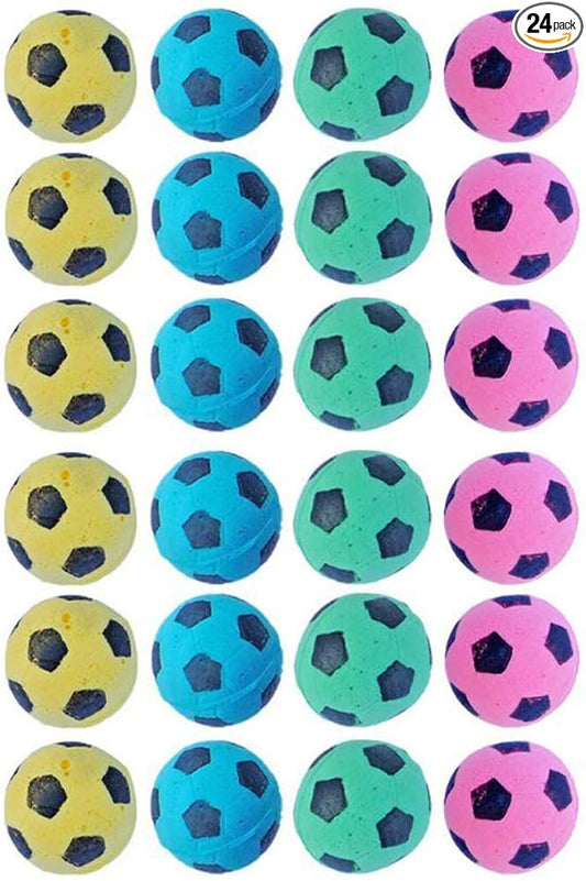 Foam Sponge Soccer Ball Cat Toy Interactive Cat Toys Independent Pet Kitten Cat Exrecise Toy Balls for Fat Cats Kittens, Soft, Bouncy and Noise Free, Pack of 24.