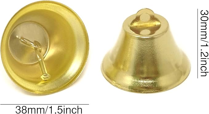 Honbay 20PCS 38mm/1.5inch Gold Jingle Bells Bridal Bells Decoration Bells Christmas Bells for Dog Potty Training, Housebreaking, Making Wind Chimes,Christmas Wreath and etc