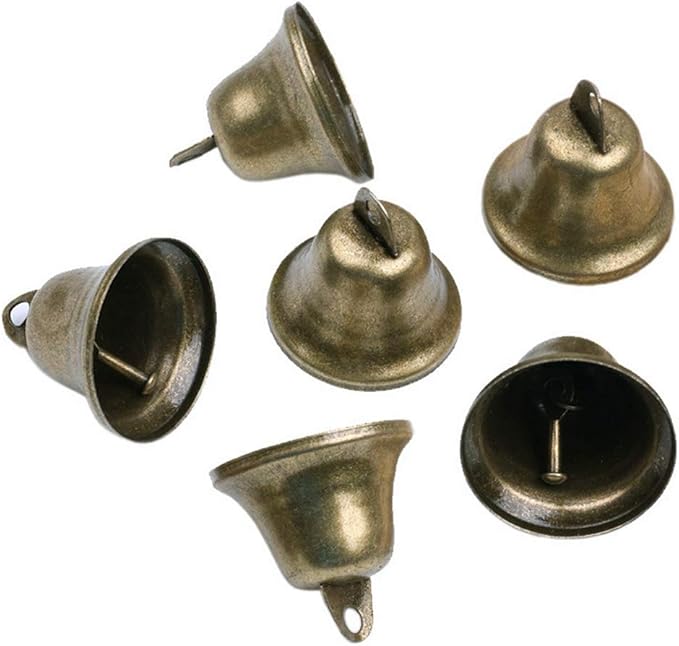 mollensiuer 12Pcs Vintage Style Bronze Bells Home Decor Bells for Potty Training Dog Bells Making Wind Chimes Christmas Bell and Other Craft Project, 38mm/1.5inch Dia