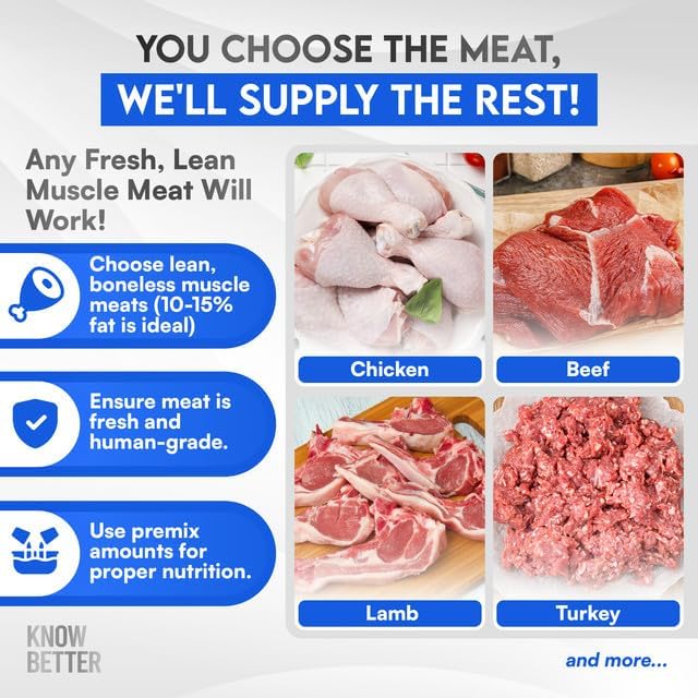 Know Better Beef Recipe Homemade Dog Food Premix - Complete Raw or Homemade Dog Meal Mix for Small Dogs - Puppies & Adults - Easy-to-Prepare Balanced Nutrition - Pet Supplies - 4.8 Oz