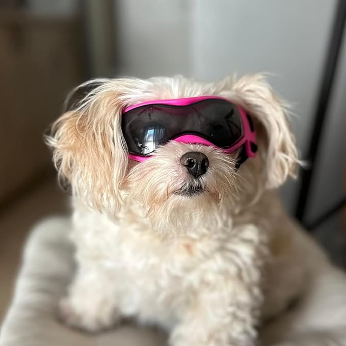 Dog Goggles Small Breed, XS Dog Sunglasses Chihuahua Glasses Anti-UV Eyes Protection for XSmall Pets Tiny Dogs Cats, Pink XS