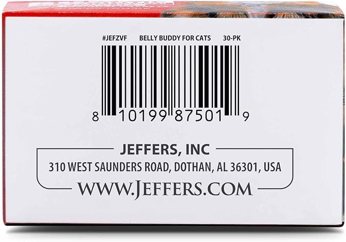 Jeffers Belly Buddy Cat Probiotic Powder Packets, 30 Count - Veterinary Formulated, Four Probiotic Strains & Vitamins for Gut Health, Diarrhea & Digestive Balance, Chicken Liver Flavor, USA Made
