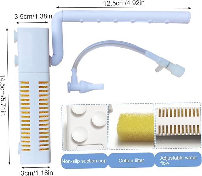 Aquarium Filter USB Charging Aquarium pumpss 3-in-1 Quiet Aquarium Filter pumps with Washable Filter Sponge Fish Tank Filter for Filtration, Oxygenation, Circulation, Fish Tank Filters