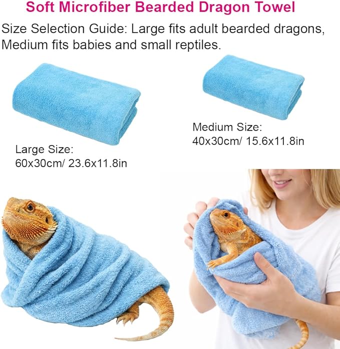6Pcs Bearded Dragon Pool – Foldable Reptile Bathtub & Towel (Large or Medium Size), Bath Brush, Spray Bottle & Plastic Tweezers for Bearded Dragons, Bearded Dragon Bath Accessories (Medium)