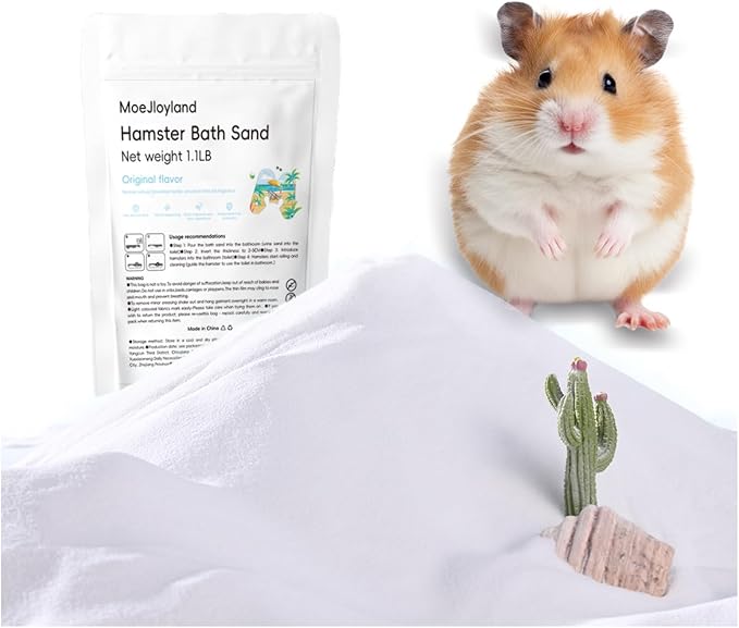 Hamster Sand Bath - Whit Fine Sand Hamster Bedding Reptile Silica Sand Gerbil Hideout for Hamster Chinchillas Gerbil Small Animals Small Pets (White, 1.1 lb)