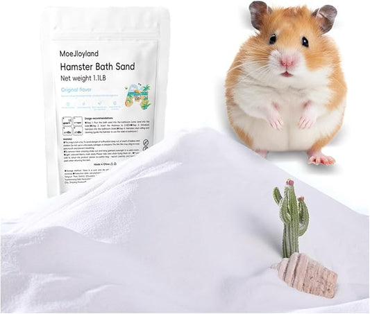 Hamster Sand Bath - Whit Fine Sand Hamster Bedding Reptile Silica Sand Gerbil Hideout for Hamster Chinchillas Gerbil Small Animals Small Pets (White, 1.1 lb)