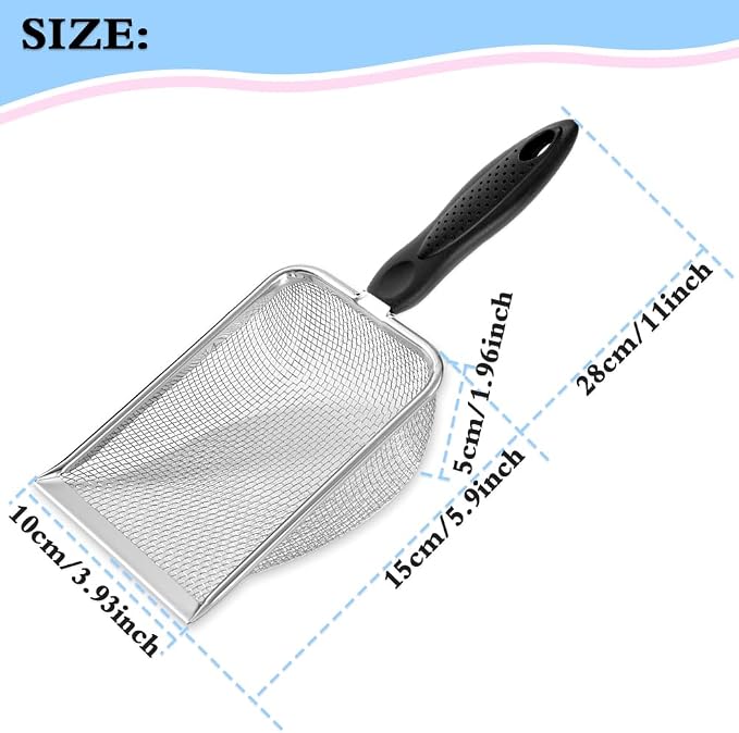 Beach Mesh Shovel and Shell Bag Set, Shark Tooth Sifter Dipper with Mesh Beach Bags for Shell Collecting, Kids Sand Filter Scooper Toys for Toddlers Shelling Picking Up (Black)
