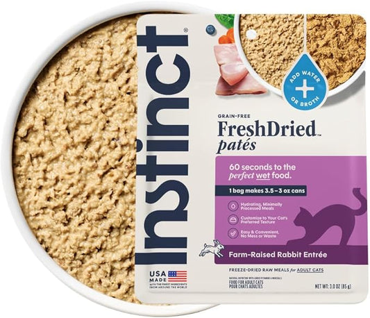 Instinct FreshDried Pates, Freeze Dried Cat Food, Grain Free - Rabbit Entrée, 3 oz. Bag