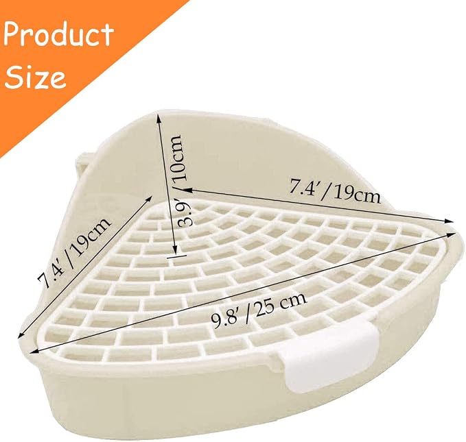 Hamiledyi Triangle Potty Trainer Corner Bunny Toilet Plastic Pet Pan Guinea Pig Litter Bedding Box for Baby Rabbit Guinea Pig Hamster Chinchillas Ferret Small Animals(White)