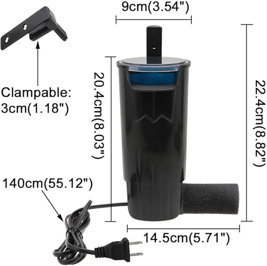 Senzeal Aquarium Turtle Filter Quiet Low Water Level Filter Pump 5W 400L/H Internal Fish Tank Filter for Fish Tank Turtle Tank