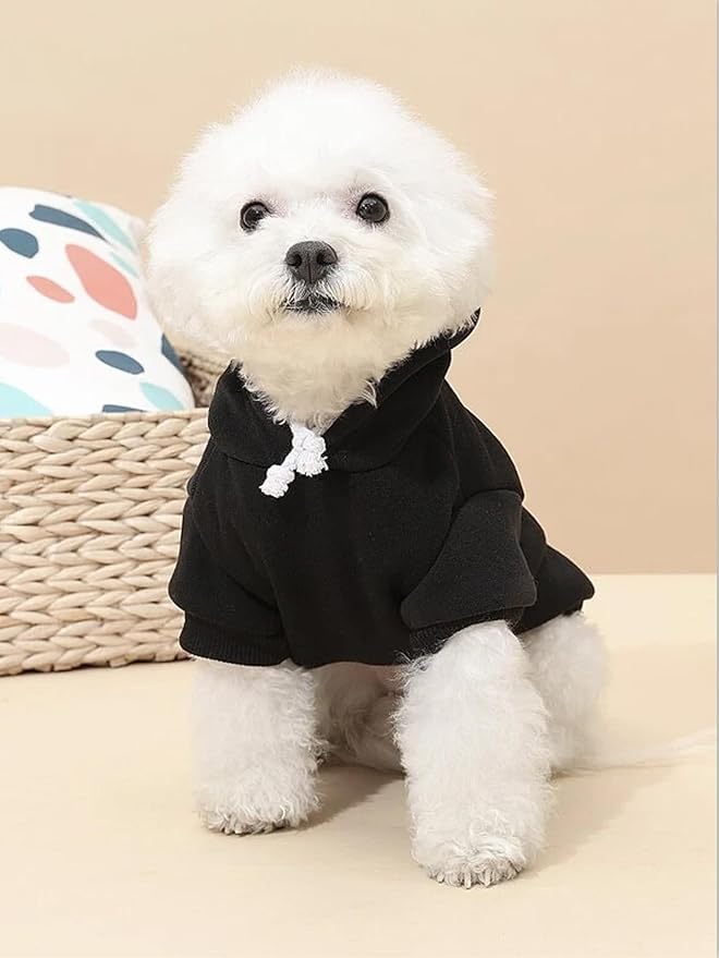 QWINEE Basic Dog Hoodie Sweatshirt Puppy Sweater Warm Cat Costumes Pet Clothes for Chihuahua Puppy Kitten Small Medium Dogs Black Green and Grey X-Small