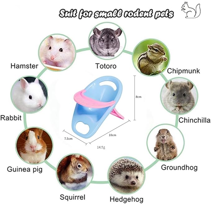 2PC Hamster Chair with Tray Super Cute Hamster Dining Plastic Chair Small Animal Cage Accessories Habitat Decor House Photo Props Small Animal Toys for Hamster Mice Rat Hedgehog Rodents (Blue)