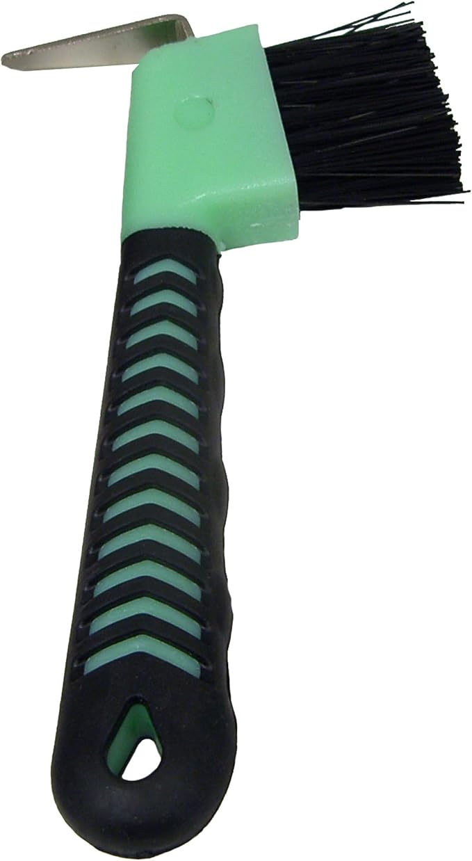 Intrepid International Rubber Handle Hoof Pick w/Brush for Horses, Hoof Pick for Easy Horse Hoof Cleaning, Horse Grooming Supplies