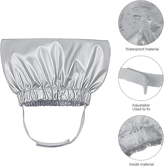 Pet Shower Cap Waterproof Reusable Bath Ear Covers with Adjustable Strap Cat Dog Bathing Hat for Ears Protection Elastic Headgear for Cat Dog Kitten Puppy (Silver,M (12.6''-18.1''))