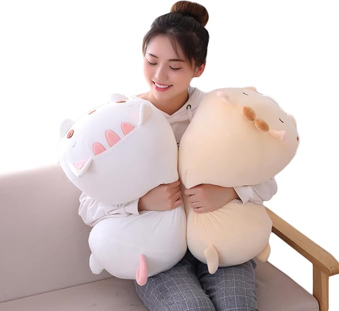 Cat Plush Pillow, Soft White Cat Stuffed Animal Toy Cylindrical Body Pillow Gifts for Kids, 23.6"
