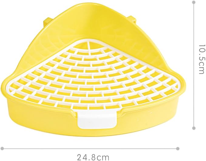 Rabbit Litter Pan, Small Pet Toilet Cage Accessories Corner Litter Pan for Hamster Ferrets, Yellow