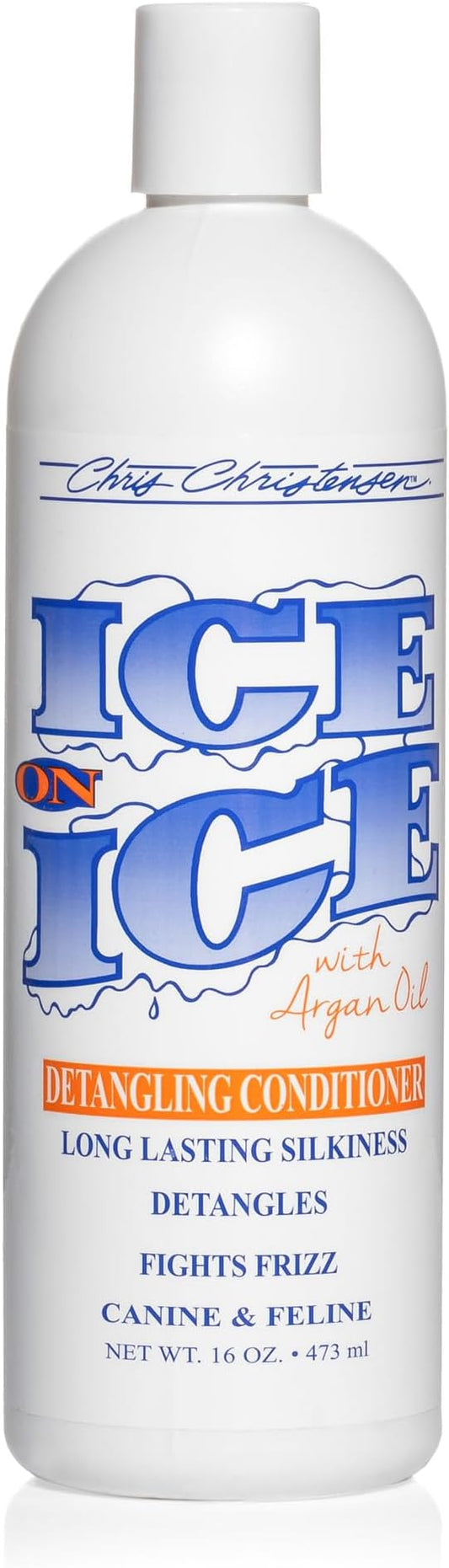Chris Christensen Ice on Ice Detangling Dog Conditioner, Groom Like a Professional, Dematts, Moisturizes, Creates Long Lasting Silkiness, All Coat Types, Made in USA, 16oz