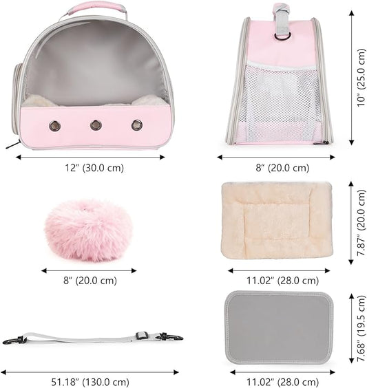 2-Pack Guinea Pig Carrier and Burrowing Bed, Portable Small Animal Cage with Clear Window, Plush and Fluffy Hideaway Pet Bed for Piggies, Hamster