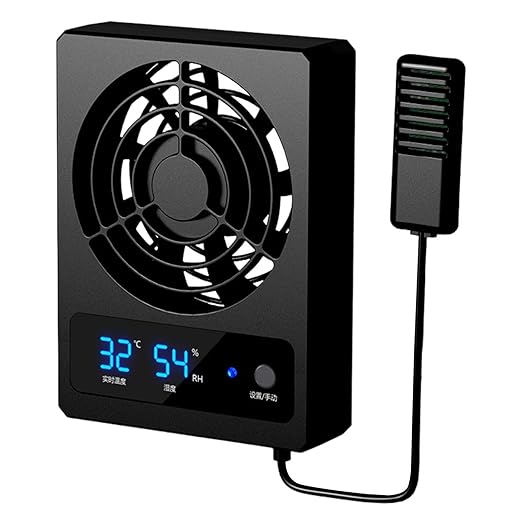 Cooling Fan - Digital Terrarium Airflow Controller, Quiet Habitat Ventilation Device with High Efficiency Wind Output, Smart Temperature Regulation Feature, Ideal for Geckos Turtles Frogs Enclosure Ma