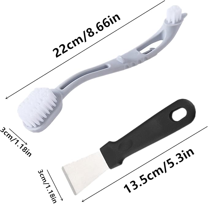 4 Pcs Bird Cage Cleaner with Two Brush Heads Long Handle Tool, Stainless Steel Bird Droppings Cleaning Scraper for Cleaning Bird Parrot Cages Kennels Perches