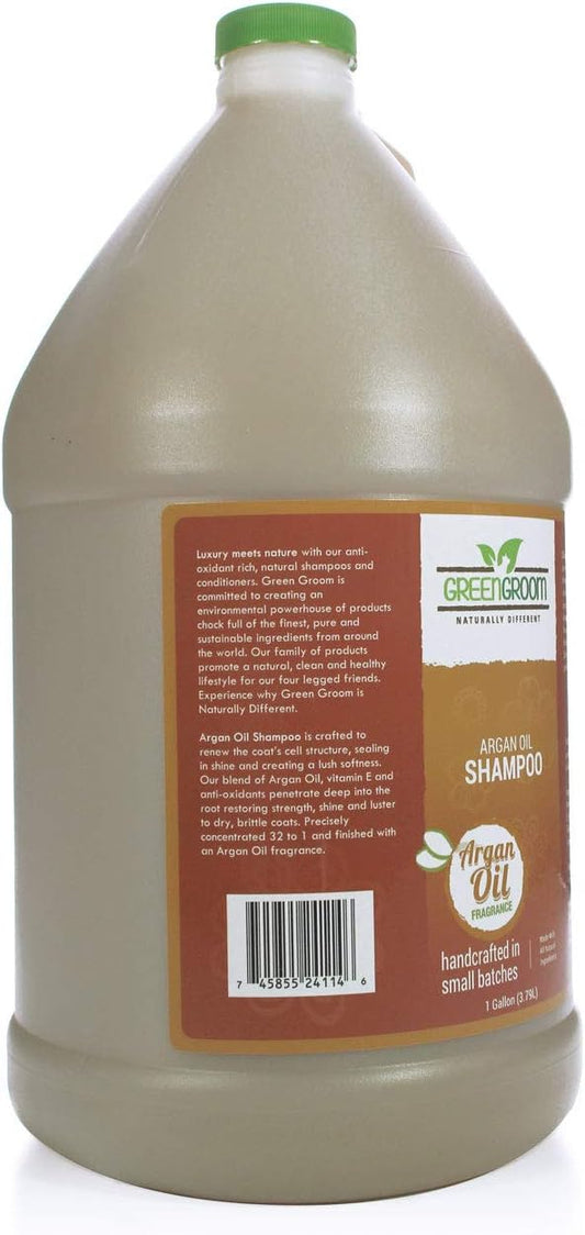 Green Groom Argan Oil Dog Shampoo, 1 Gallon - Vitamin E and Antioxidant Rich, Restores Shine, Moisturizing, Natural Ingredients, Helps Relieve Dry Itchy Skin, Adds Moisture to the Coat
