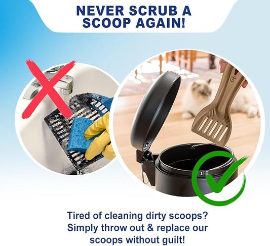 Disposable Cat & Rabbit Litter Scoops - All Natural, Plastic Free & Sustainable, Travel Kitty Litter Scooper for Bunny, Hamster, Guinea Pig, Ferret, Rat & Other Animal Litter Boxes (6-Pack)