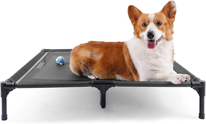 suddus Elevated Dog Bed Waterproof Outdoor, Portable Raised Dogs Beds, Dogs Beds Off the Floor, Dog Bed Easy Clean Indoor or Outdoor Use, Large, Grey