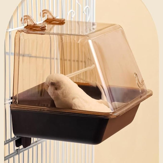 Bird Bath Cage, Cleaning Pet Supplies Cockatiel Bird Clear Bathtub for Little Bird Parrots Spacious Parakeets Portable Shower for Most Birdcage