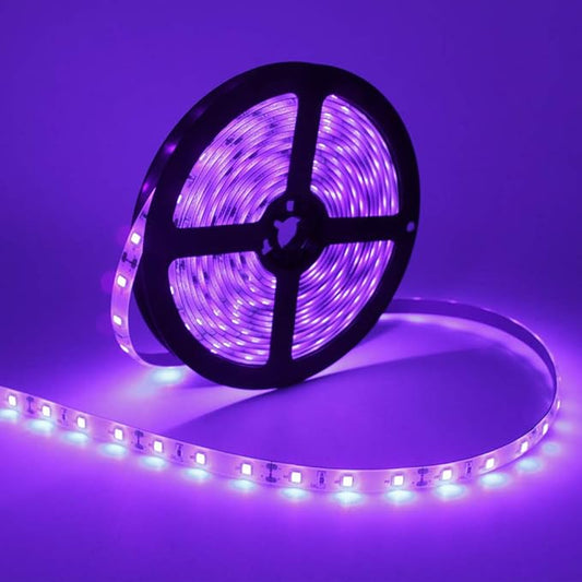 LightingWill Super Bright 60W LED UV Black Light Strip, Waterproof Blacklights 5M/16.4ft 3528SMD 300LED Ultraviolet Light for Party Night Fishing with 12V 5A Power Supply