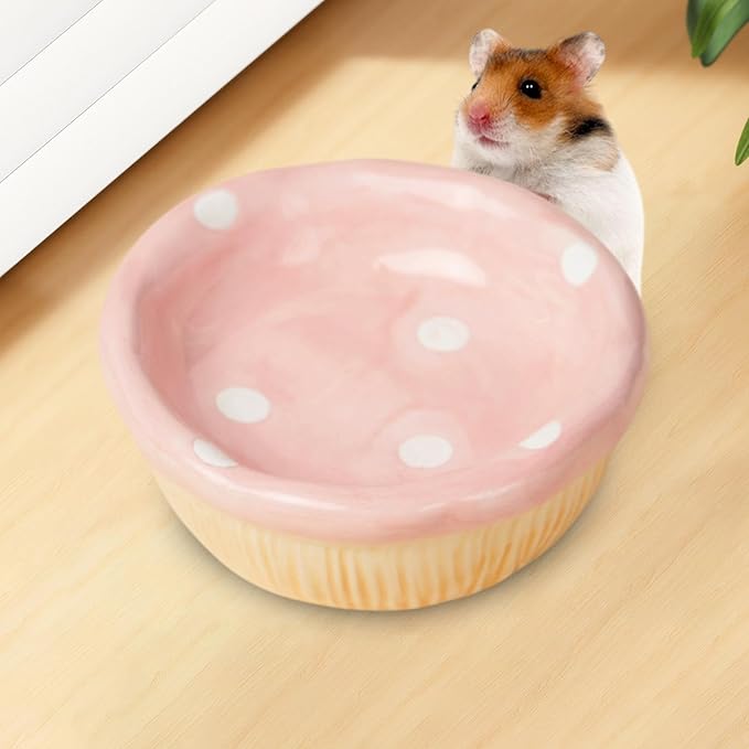 Hamster Ceramic Bowl,Small Animal Feeding Dish,Feeding Bowl,Guinea Pig Bowl,Mushroom Water Bowl for Gerbils Ferret Chinchilla, Mushroom