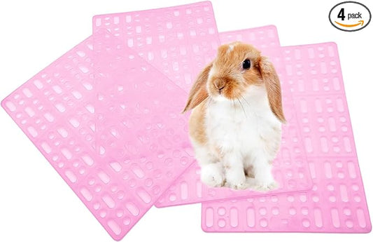 kathson 4 Pcs Rabbit Resting Mat,Rabbits Feet Pad,Plastic Bunny Cage Floor Mat, Small Animal Foot Mats for Hamster Chinchilla Guinea Pig Rat Cats Dogs,Pink