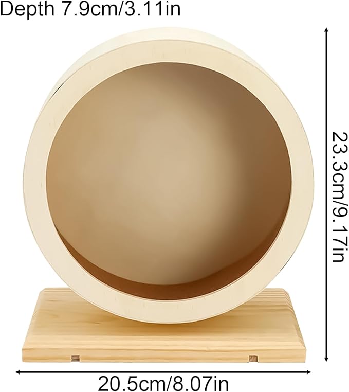 Hamster Exercise Wheels |Large Hamster Wheel Silent Running,Gerbil Wh EEL,Quiet Gerbil Whe el Wooden with Base, Spinner for Small Pets Mice Chinchilla Hedgehog Ger bil Running Enrichment Boredom
