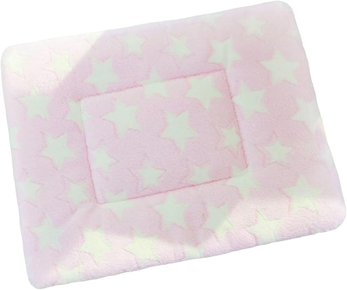 Double Sided Plush Small Animal Bed, Washable Guinea Pig Bunny Bedding, Reversible Flannel Mat for Hamster Ferret Rabbit Cat Dog, Cozy Fleece Cage Liner Pad (Star-Foundation)