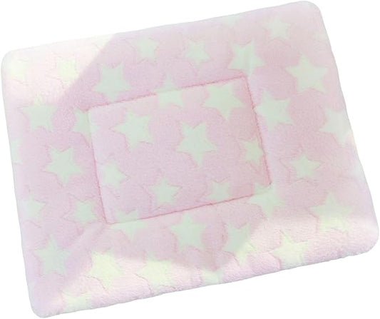 Double Sided Plush Small Animal Bed, Washable Guinea Pig Bunny Bedding, Reversible Flannel Mat for Hamster Ferret Rabbit Cat Dog, Cozy Fleece Cage Liner Pad (Star-Foundation)