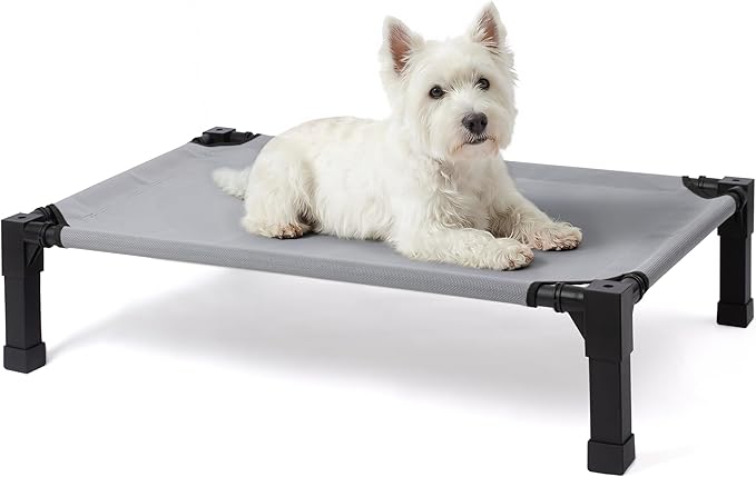Niubya Elevated Outdoor Dog Bed, Cooling Elevated Pet Cot, Steel-Framed and Non-Slip Feet, Raised Dog Bed with Waterproof, Washable, Breathable Teslin Mesh, 35in