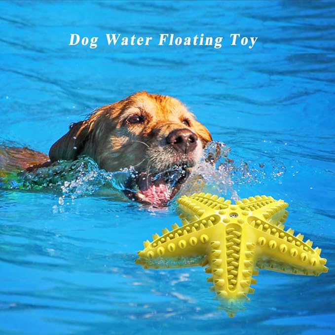 Squeaky Dog Toys - Starfish Natural Teeth Cleaning Toy for Small & Medium Dogs - Yellow
