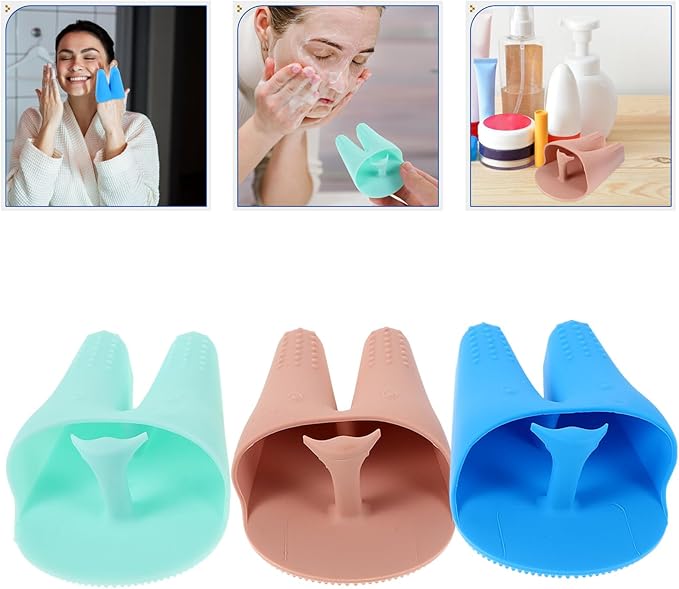 Silicone Facial Cleansing Brush 3pcs Mini Soft Face Scrubber for Women Exfoliating and Deep Pore Cleaning with Cute Rabbit Design Skin Care Tool for Daily Face Wash
