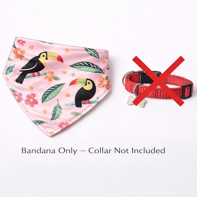 Luxury Satin Dog Bandana – Slip-On Collar Style, Premium Pet Scarf for Medium, Large & XL Dogs – Special Occasion Accessory (Collar Not Included) (Medium - Extra Large, Toucan (P) Luxe - Satin)