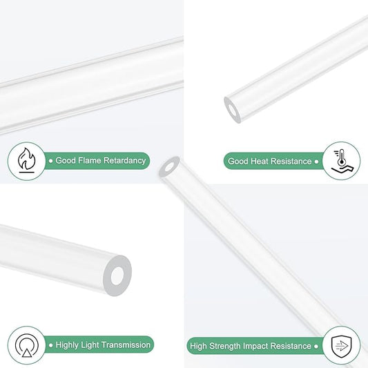 M METERXITY Clear Plastic Tube, 3mm[0.12"] ID x 7mm[0.28"] OD High Impact Rigid Polycarbonate Round Pipes for Water Plumbing/Lighting/Aquariums/Models, Plastic Tubing [305mm/12IN]
