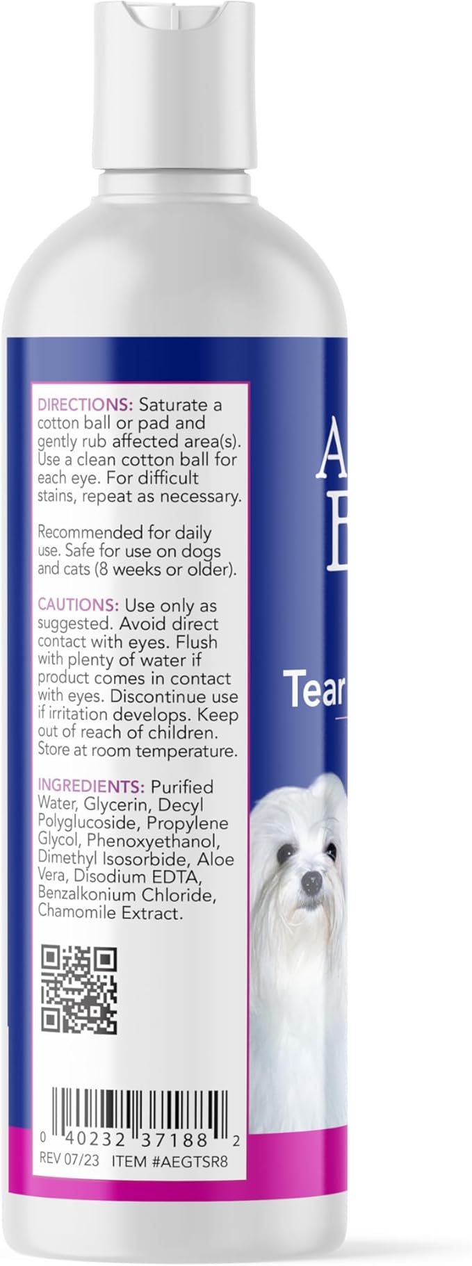 ANGELS' EYES Gentle Tear Stain Solution for Dogs and Cats | 8 oz Solution for Eye Area and Face | Remove Discharge, Dirt, Tear Stains, and Mucus