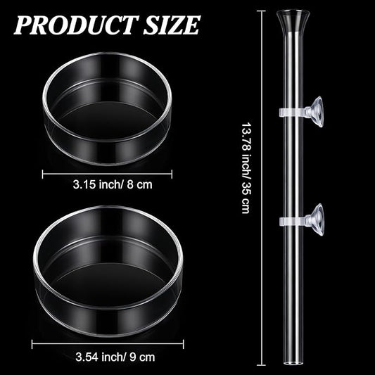 CHENGU 3 Pieces Shrimp Feeding Tube and Dish Set, 14 Inch Glass Shrimp Feeder Tube and 2 Aquarium Dish Bowl Fish Tank Feeding Supplies for Fish Tank Aquarium