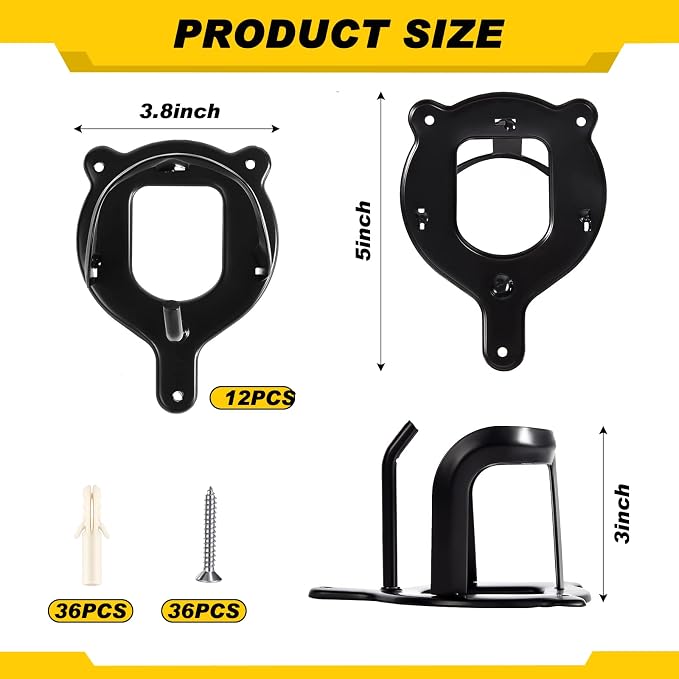 Dunzy 12 Counts Horse Bridle Rack Bridle Bracket Bridle Hooks Horse Tack Storage Halter Hanger Metal Bridle Holder with Tubes and Screw for Horse Barn Supplies, Black