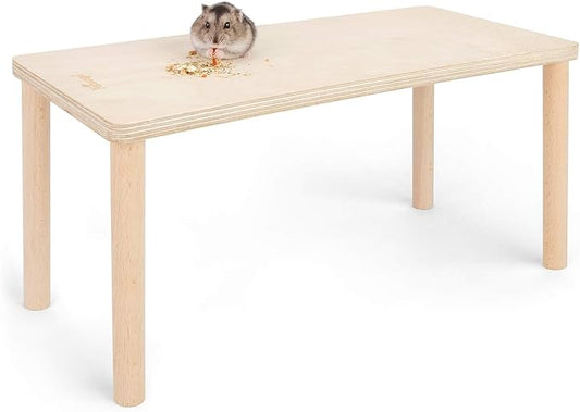 Niteangel Hamster Play Wooden Platform for Putting Small Animal's Food Bowl Drinking Bottle and Other cage Accessories (Rectangle - 7" Height)
