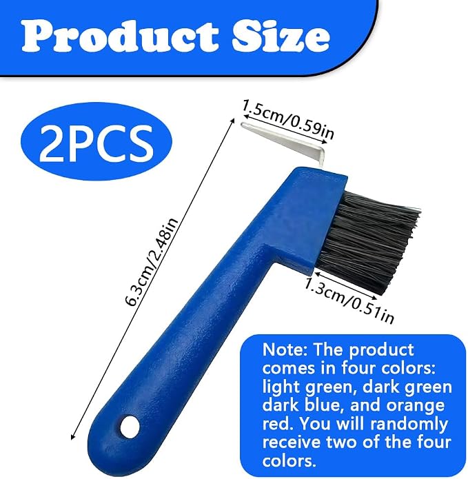 2 Pcs Horses Hoof Pick Brush with Soft Touch Rubber Handle, Portable Hoof Pick for Horses Goat Donkey Horse Hoofs Trimming and Horse Equestrian Enthusiasts (Random, 2-in-1)