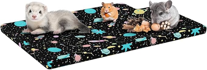 YKD Ferret Cage Liners for Ferret Nation & Critter Nation Cages, Waterproof Chinchilla Cage Accessories, Washable Bedding, for Ferrets, Chinchillas, Rats (Black, Top Pan Liner)