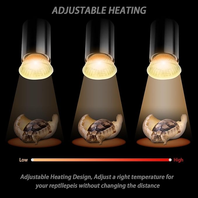 50W UVA Bulbs 4-Pack, Fit E26 Heat Reptile Lamp, Light Turtle Heat Lamp for Reptiles and Amphibian Tanks, Terrariums and Cages, Works with Various Lamp Fixtures,for Lizards, Snakes, Turtles