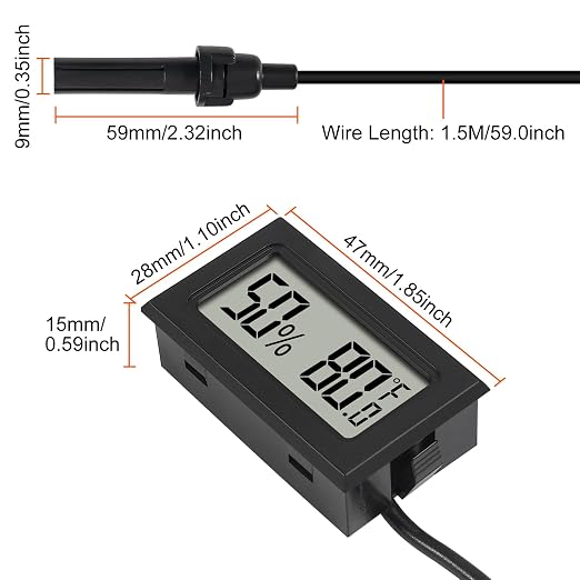6Pcs Mini Digital Thermometer Hygrometer Gauge Indoor with Probe Sensor LCD Display Meter Temperature Humidity Fahrenheit Meter for Incubator Reptile Plant Tank Garden ℉